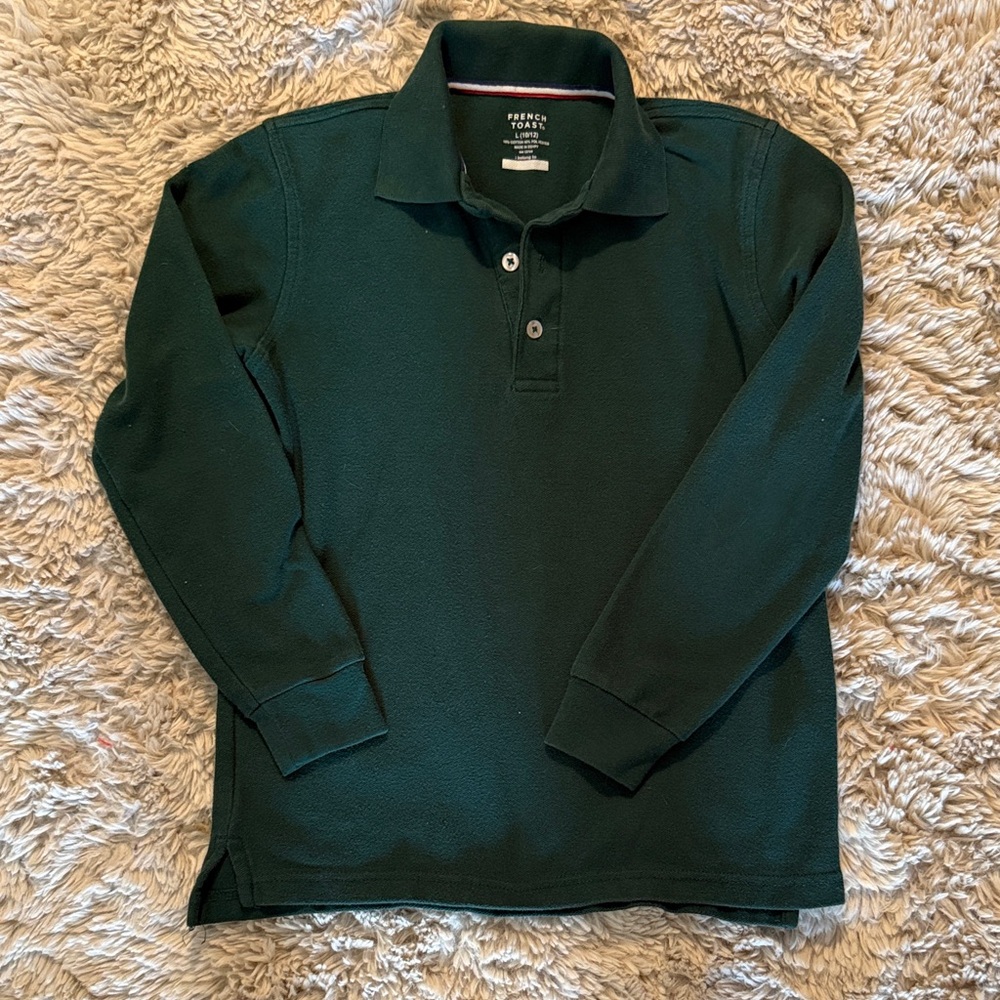 French Toast Dark Green Long Sleeve Polo